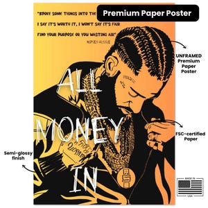 Nipsey Hussle Victory Lap Lyrics Wall Art – All Money In Motivational Hip Hop Canvas, Success Decor for Home Office