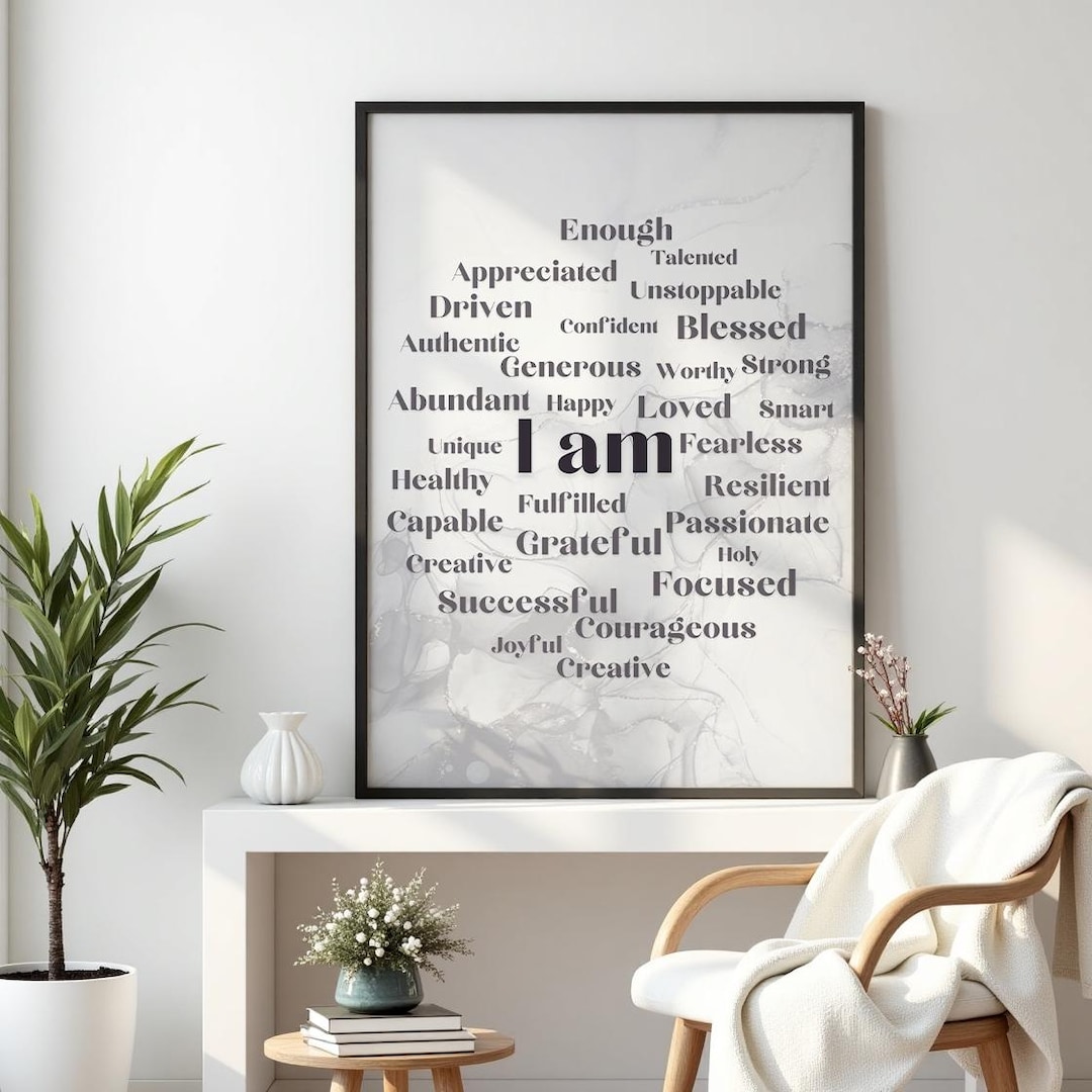 Motivational I Am Affirmation Canvas Print: Inspirational Home Office ...