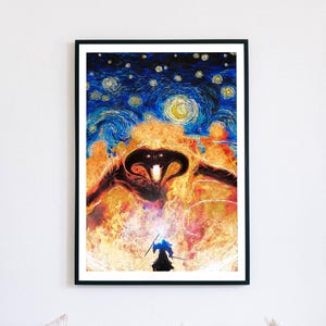 Herr der Ringe Van Gogh Poster Druckbare PDF, LOTR Gefährten des Rings Digitale Wandkunst, Ringe der Macht, Mittelerde, Geburtstagsgeschenke