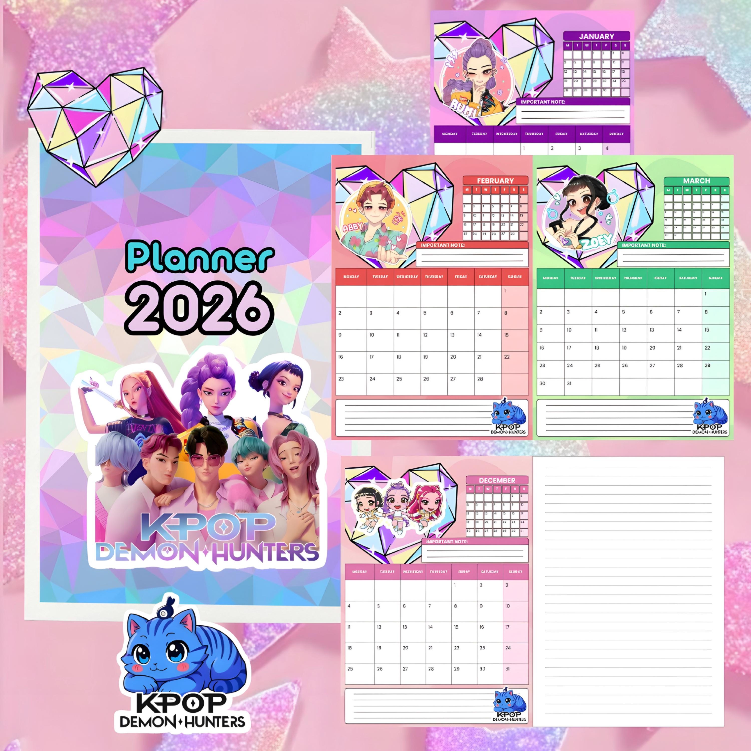 K-pop Demon Hunters 2026 Planner - Printable - Digital File
