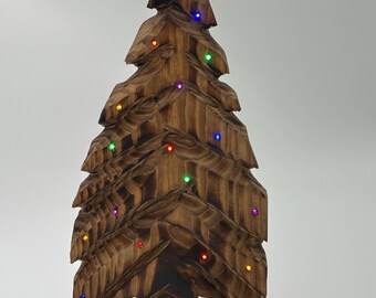 Winter Decor, Rustic Wooden Christmas Tree with LED Lights, Farmhouse Holiday Decor