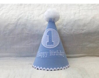 Seersucker Birthday Bib Hat