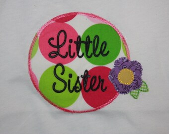 Little Sister T-shirt  wild flower - Big sister - Applique shirt - Embroidery shirt - Sibling Shirt - short sleeve - flower - colorful color