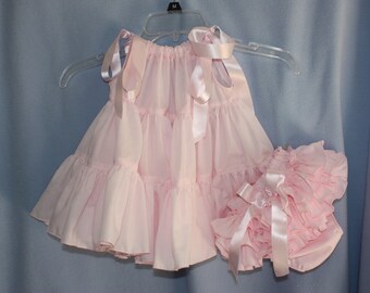 Heirloom Ruffle-tiered Pillowcase Dress  with sassy ruffle bloomers panty