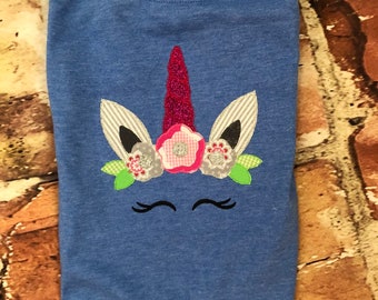 Applique embroidery Unicorn Shirt  Baby  Little Girls