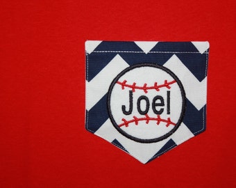 Baseball Mom Pocket tee Shirt Softball pocket tee  embroidert pocket tee