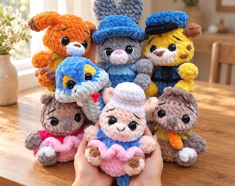 Zootopia Crochet Pattern Bundle: 7 Amigurumi Plushie Characters (English PDF)