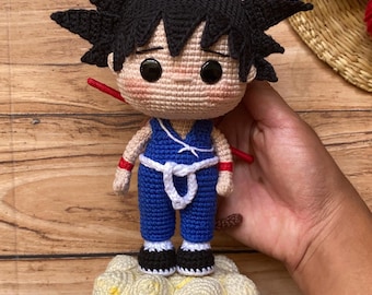 Goku Amigurumi Virkmönster, 5 Former, Flygande Nimbus, Engelska/Spanska PDF