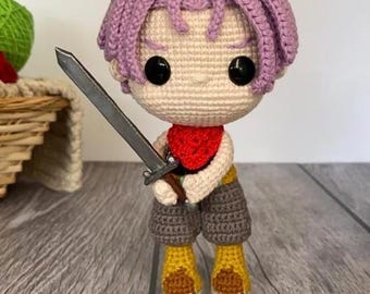 Virkmönster för Trunks Amigurumi, Dragon Ball-docka (PDF-mönster)