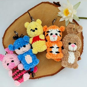 5in1 PDF PATTERN Winnie the Pooh and Friends, crochet pattern, easy amigurumi baby toy, Pooh, Piglet, Tigger, Eeyore, Rabbit