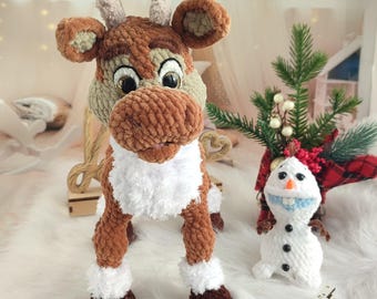 Julrenar och snögubbe virkmönster Amigurumi Hjortvirkning engelska PDF