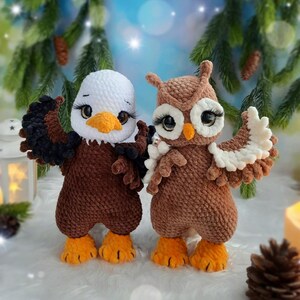 L'aiglet et la chouette au crochet Tutoriel bricolage animal de la forêt d'Amigurumi PDF en anglais à télécharger