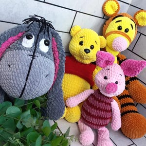 4 in 1 PDF PATTERN Winnie Pooh and Friends Crochet Pattern ENGLISH Digital Download Eeyore, Piglet, Tiger