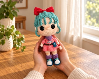 Anime Pattern Amigurumi PDF Bulma Dragon Crochet Pattern Bulma Crochet Pattern, Bulma Doll, Dragon Ball Amigurumi