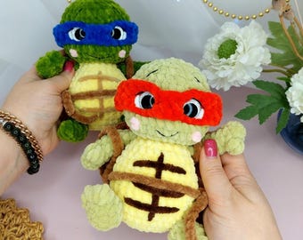 Ninja Turtles Amigurumi TMNT Virkmönster PDF: Lätt Amigurumi Toy
