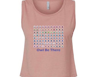 Wear the Rainbow: The "Owl Be There" Solar-Dyed Color Poetry Crop Tank | festival shirt