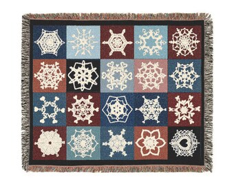 Patriotic Colors Snowflake Love Woven Blanket