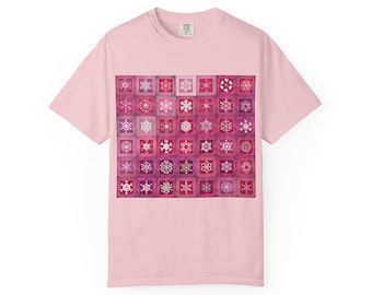 Snowcatcher Heartflake Temperature Quilt Unisex Garment-Dyed T-shirt