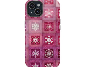 Pink Snowflake Pattern Phone Case | Magnetic Impact-Resistant Case