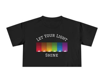 Let Your Light Shine Rainbow Sunrise Crop Tee | Inspirational Shirt