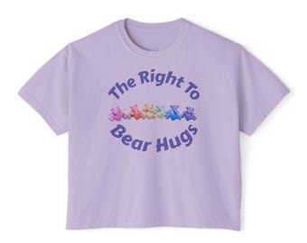 The Right To Bear Hugs Cropped T-Shirt | Rainbow Teddy Bears, Cute Graphic Tee