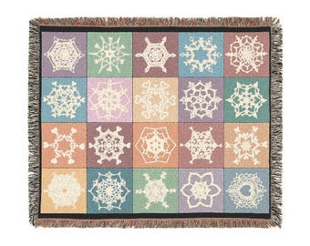 Spring/Easter Colors Snowflake Love Woven Blanket