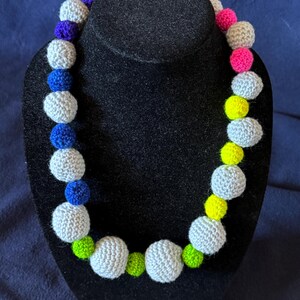 Crocheted Neon Beads Necklace