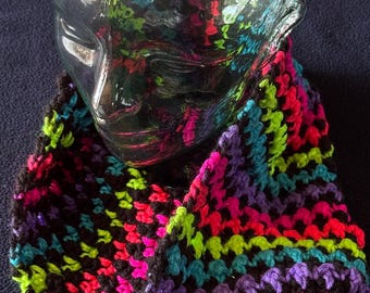 Crocheted Rainbow Textured Cowl