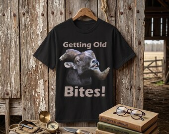 Getting Old Bites, Bighorn Graphic T-shirt | Funny Animal Tee