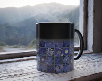 Blue Flower Mosaic Mug | Color Morphing Ceramic Coffee Cup