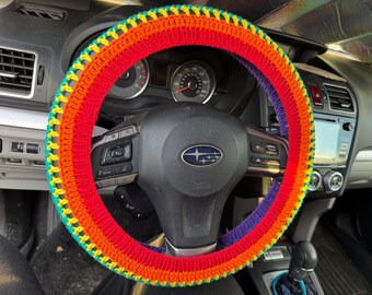 Cotton Bicraftual Rainbow Steering Wheel Cover