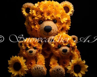 Bear Hugs Greeting Card Set with Crocheted Pouch