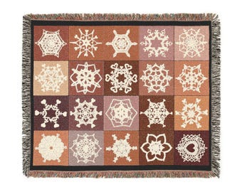 Autumn Colors Snowflake Love Woven Blanket