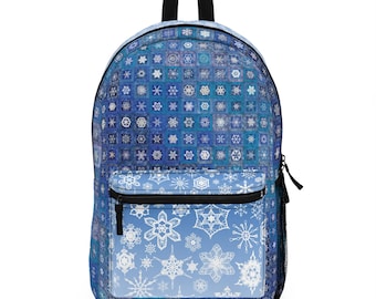 Crocheted Snowflakes Blue Backpack