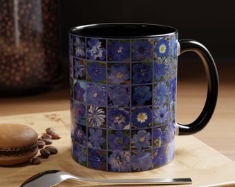 Blue Floral Mosaic Mug | Accent Coffee Cup