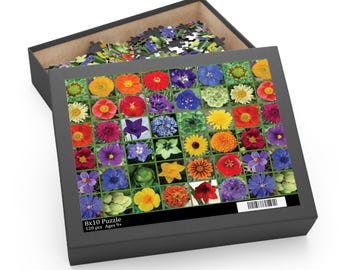 Colorful Rainbow Flower Grid Puzzle