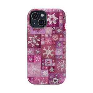 Pink Snowflake Patchwork Phone Case | Magnetic Impact-Resistant Case