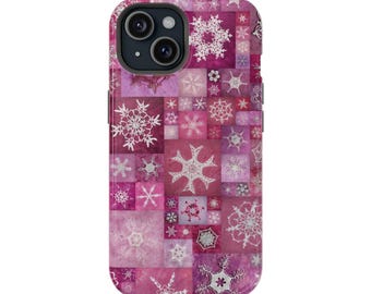 Pink Snowflake Patchwork Phone Case | Magnetic Impact-Resistant Case