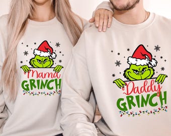 Matching Grinch Family Christmas Sweatshirts , Custom Family Christmas Grinch T-Shirt , Custom Grinch Christmas T-Shirts for the Whole