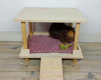 Abri en bois pour cochons d'Inde - Abri confortable pour petits animaux de compagnie