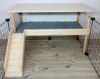 Guinea Pig Cage Extension: Birch Plywood Enclosure with Velvet Mat