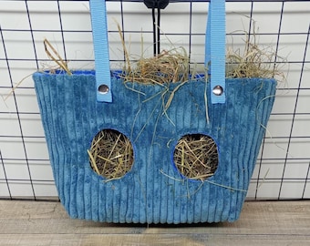 Durable Hay Bag Feeder for Guinea Pigs, Rabbits & Chinchillas – Hanging Cage Accessory, Keeps Hay Clean and Reduces Waste