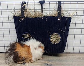 Hanging Hay Bag Feeder for Guinea Pigs, Rabbits and Chinchillas – Keeps Hay Fresh & Cage Clean