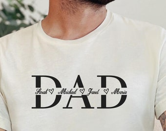 Custom Dad Shirt With Kids Names, Personalized Father Gift