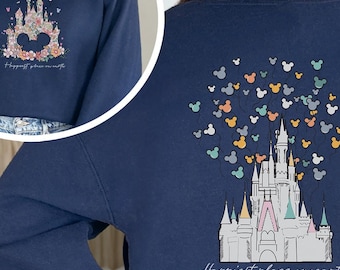 Happiest Place on Earth Sweatshirt, Magic Kingdom Hoodie, Magical World Sweater, Disney Castle Floral Sweatshirt, Disney World Sweatshirt