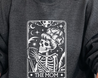 The Mom Tarot Card Shirt, Celestial Skeleton Mama Tee, Witchy Skeleton Mom Gift, Vintage Tarot Mom Sweatshirt, Halloween Gift for Mom
