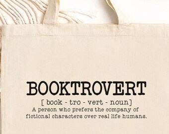 Booktrovert Tote Bag, Book Lover Tote Bag, Teacher Tote, Librarian Tote Bag, Book Lover Gift, Tote Bag For Book, Library Lover Tote Bag