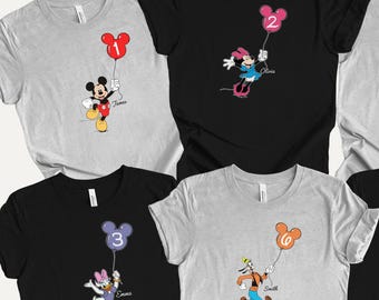 Custom Disney Birthday Shirt, Personalized Mickey Mouse Balloon Shirt, Mickey & Friends Birthday Sweatshirt, Custom Birthday Gift Sweatshirt