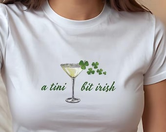 A Tini Bit Irish, St. Patrick's Day Shirt, Cute St. Patricks Day, Baby Tee, Y2K, Aesthetic Shirt, Cute 90s St Paddy Tee, Shamrock Baby Tee