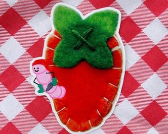Carrot & Worm Sticker - Water Safe Decal